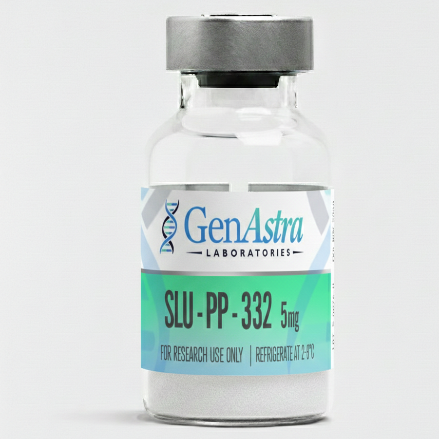 Okanagan Peptides SLU-PP-332 5 mg lyophilized powder vial, clear glass with blue cap, research use only